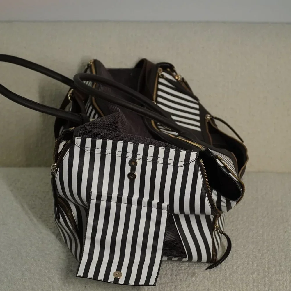 Henri Bendel Brown Stripe Pet Carrier Leather - Limited Edition